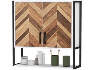 Armoire murale de salle de bains, 2 portes motif chevrons, étagère réglable, 59 x 20 x 60 cm