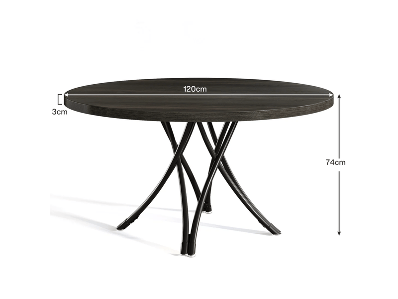 Table de salle à manger ronde 4 à 6 places gain de place, pieds croisés stables - lpospi - bois noir ø 120 cm - Conforama D
