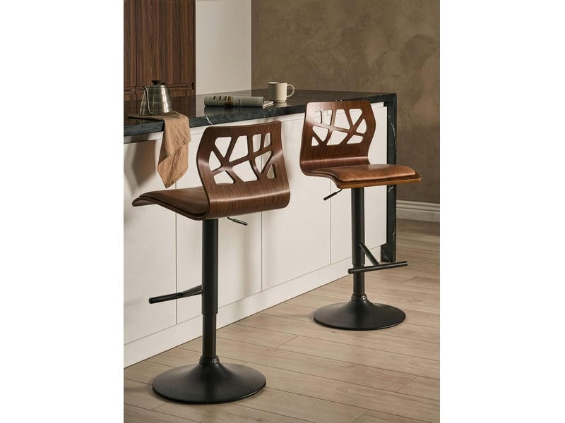 Lot de 2 chaises de bar petersburg cuir pu marronnoir  - Conforama B