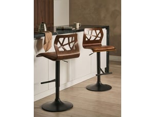 tabouret de bar assise réglable en hauteur  <strong>BELIANI</strong>  - marron