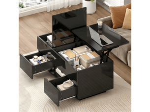 Table basse rectangulaire coloris noir LPOSPI - 45 cmx100 cm