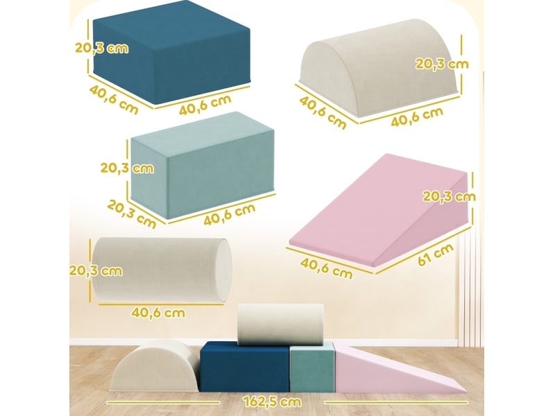  Kit de jeu soft play enfant 61 x 40,6 x 60 cm – multicolore – 5 éléments, housses amovibles, usage intérieur  - Conforama C