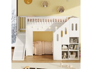 Lit mezzanine 90x200 cm <strong>REDOM</strong> <strong></strong> coloris blanc