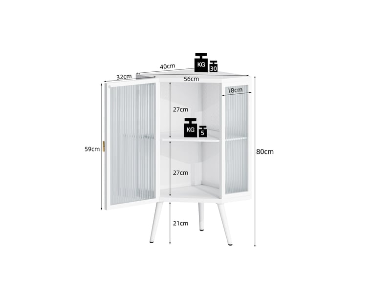 Meuble d'angle 80 cm à 2 niveaux avec porte en verre evryae - Conforama E