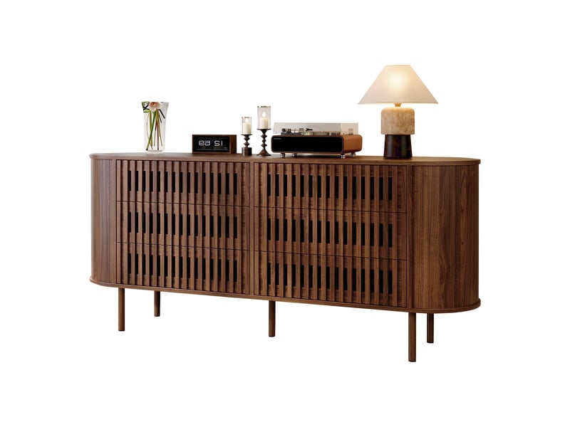  Buffet 6 tiroirs en mdf et métal coloris noyer 160 x 40 x 70 cm N625P488110111N - Conforama B