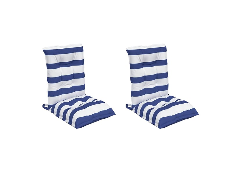  Lot de 2 coussins d'extérieur, coussins de chaise tissu rayé bleu et blanc cf56403  - Conforama C