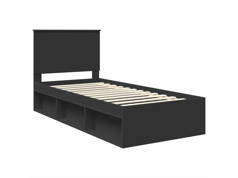  Lit simple- lit adulte -  cadre de lit noir 100 x 200 cm bois de pin massif  - Conforama C