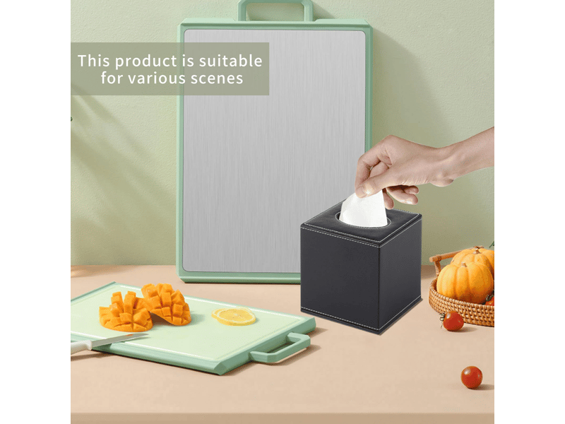 Boîte à mouchoirs carrée en cuir, distributeur pour bureau, domicile, restaurant, hôtel, voiture - noir - Conforama D