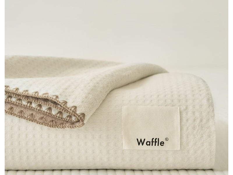  Plaid écru gaufré surpiqûres beige 150 x 200 cm waffle PD001-ECR-150 - Conforama A