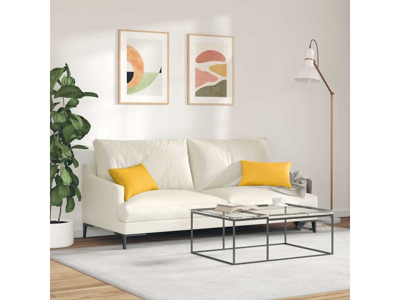  Lot de 2 coussins de canapé, coussins décoratifs jaune clair 50 x 30 cm cf59115  - Conforama D