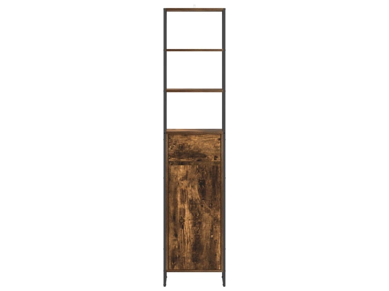 Cabinet de salle de bain, meuble de rangement chêne fumé 40x30x180 cm - Conforama E