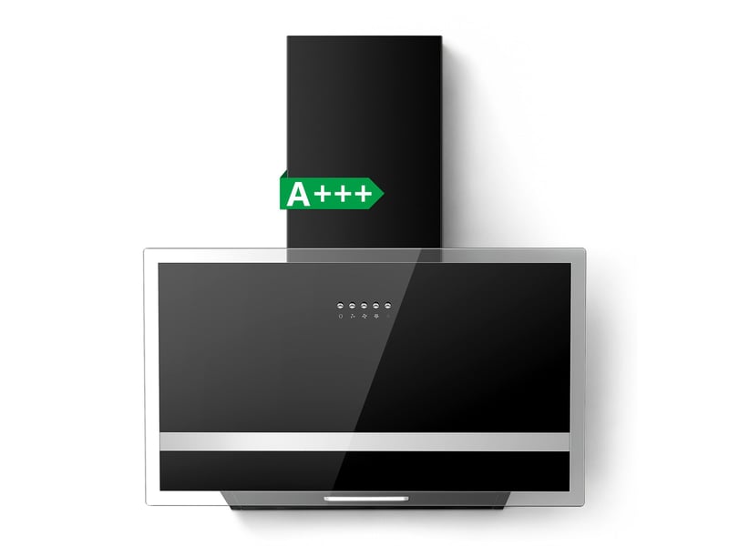  Hotte aspirante 60 cm, hotte de cuisine 400 m³h, évacuation ou recyclage, moteur sans balais, éclairage led, finition noire mate  - Conforama A