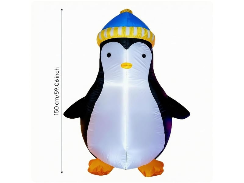  Pingouin gonflable de noël 1,5 m avec led, décoration lumineuse extérieure pour jardin, pelouse et terrasse  - Conforama E