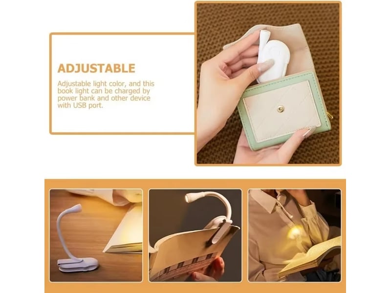 Lampe de lecture à clipser led rechargeable usb, mini lampe portable pour chevet, bureau et étudiants - Conforama D