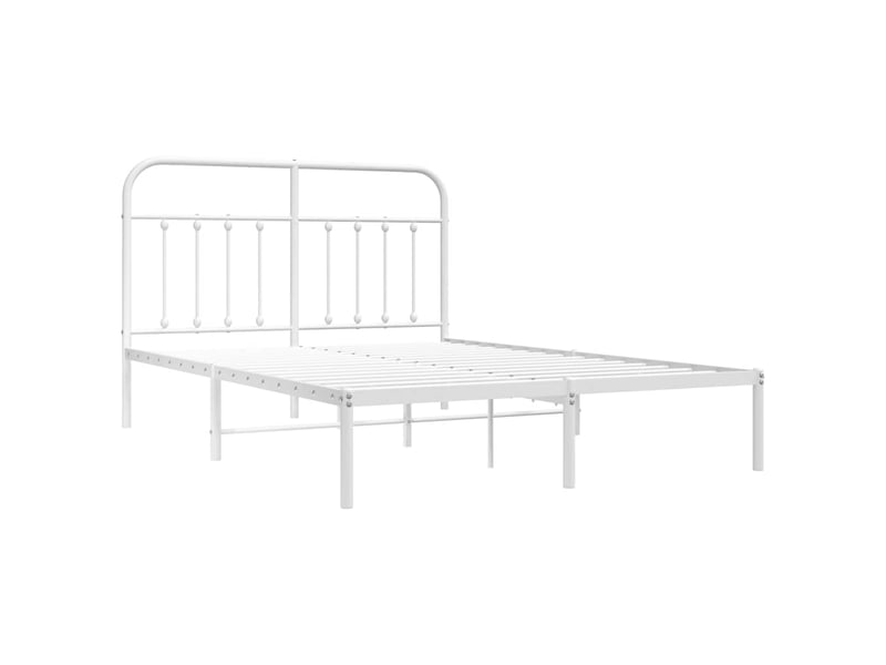  Lit double- lit adulte -  cadre de lit métal sans matelas et tête de lit blanc 150x200 cm  - Conforama C
