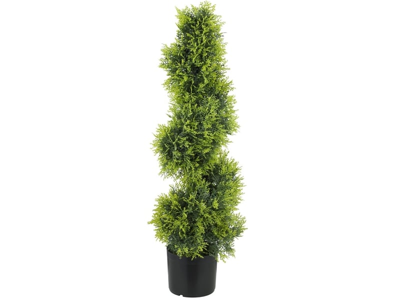 Plante artificielle spirale avec feuillage dense sans entretien pour intérieur et extérieur en plastique vert 90 cm - Conforama A