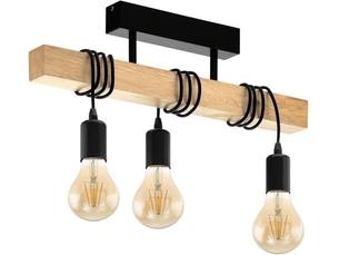 Plafonnier vintage rustique en bois pour salon, salon, salle à manger, chambre d'enfant, chambre à coucher, noir sans ampoule, 40 w