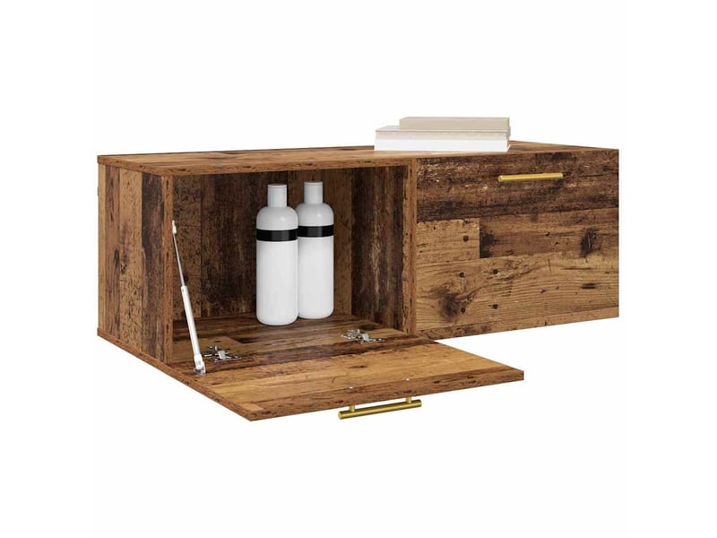 Meuble mural, rangement salon 100 x 36.5 x 35 cm bois d'ingénierie bois ancien shl6114  - Conforama C
