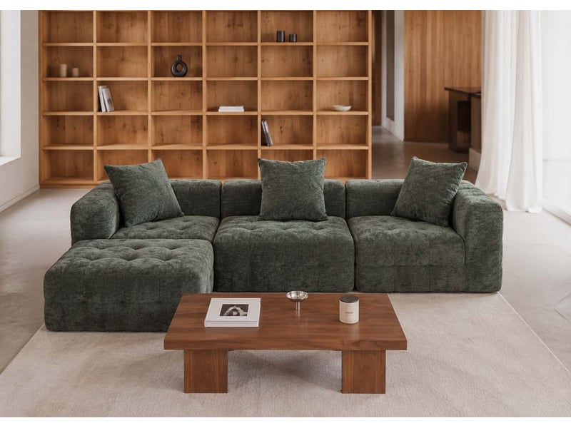  Canapé hwc-r33, canapé 3 places rembourré, canapé lounge, tissu, textile (340 gm²) 270 cm - vert  - Conforama B
