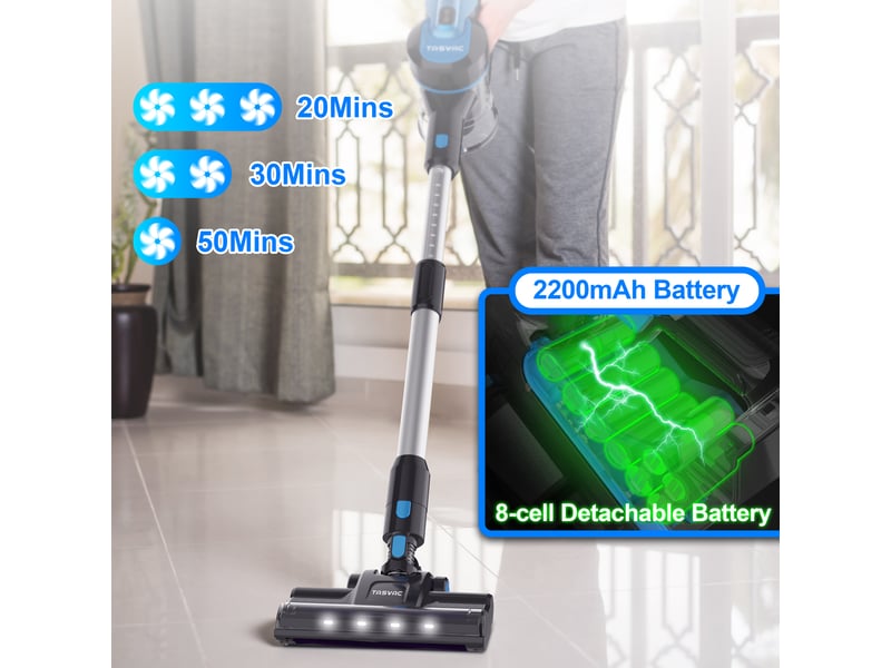 Aspirateur balai sans fil avec écran led, brosse rouleau souple, aspiration jusqu'à 23 kpa, autonomie jusqu'à 50 min - Conforama D