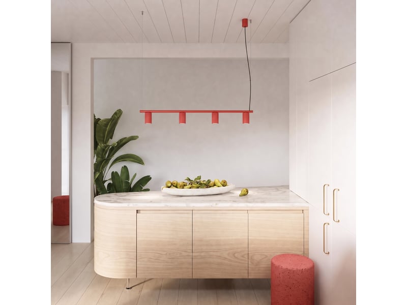  Lustre rayo 4 rouge aluminium moderne 208x122x6cm SL.3256 - Conforama B
