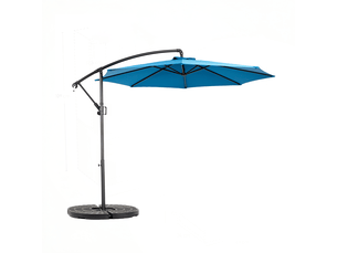 Parasol déporté 3 m avec inclinaison réglable, 8 baleines, polyester, bleu foncé