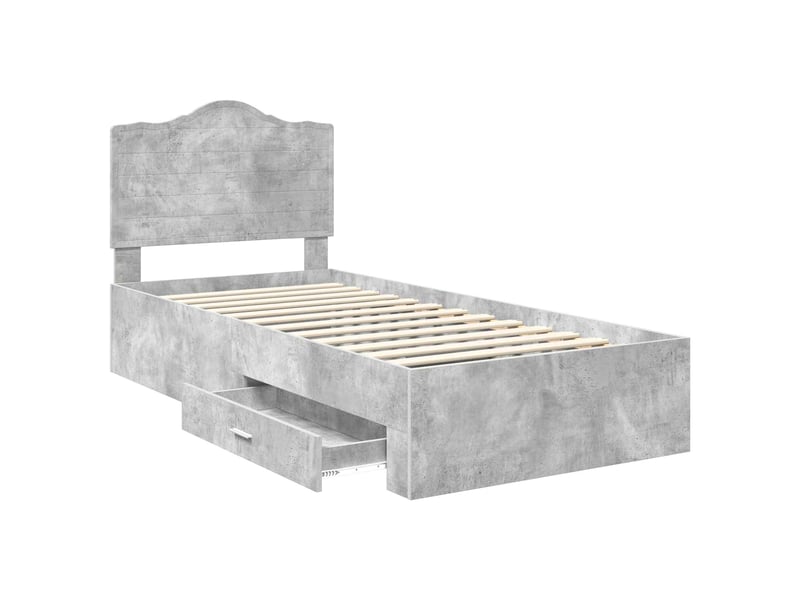 Lit simple- lit adulte - cadre de lit gris béton 70 x 190 cm bois d'ingénierie - Conforama D