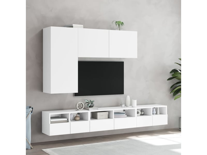  Meubles tv - banc tv - meuble de rangement muraux 2 pcs blanc 60x30x30 cm bois d'ingénierie  - Conforama D