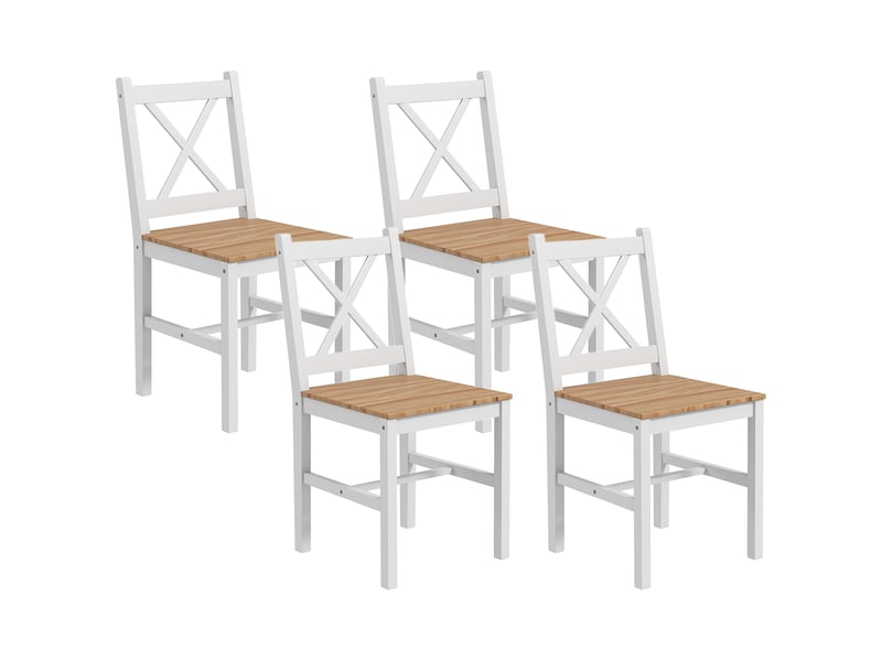  Lot de 4 chaises design style maison de campagne, cuisine ou salon, cadre blanc – parfaites pour salle à manger  - Conforama B