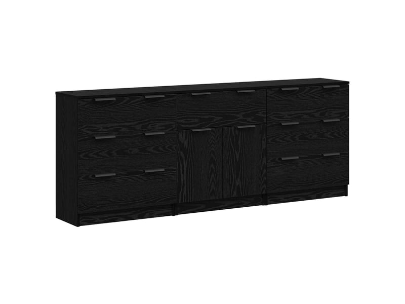  Buffet - bahut - meuble de rangement 3 pc chêne noir 181 x 30 x 70 cm bois d'ingénierie  - Conforama A