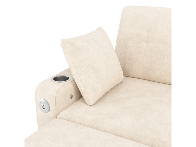  Canapé droit convertible 2 places en chenille beige, led, usb-c, rangement IKSETERA TRADING LTD - Conforama E