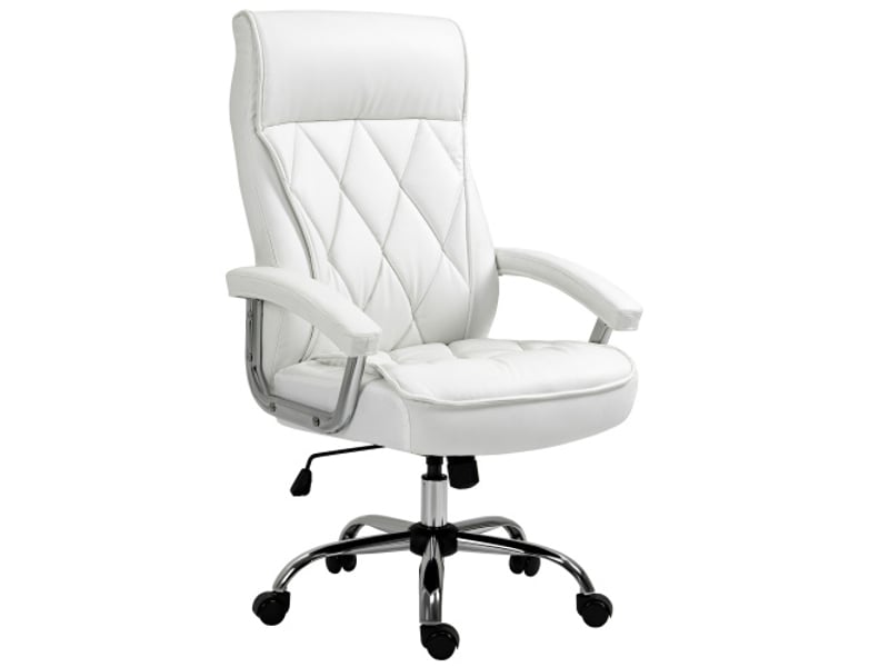  Chaise de bureau ergonomique en similicuir blanc, pivotante, inclinable, réglable en hauteur  - Conforama A