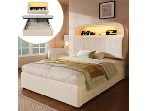 Lit coffre 90x200 cm OKWISH coloris beige