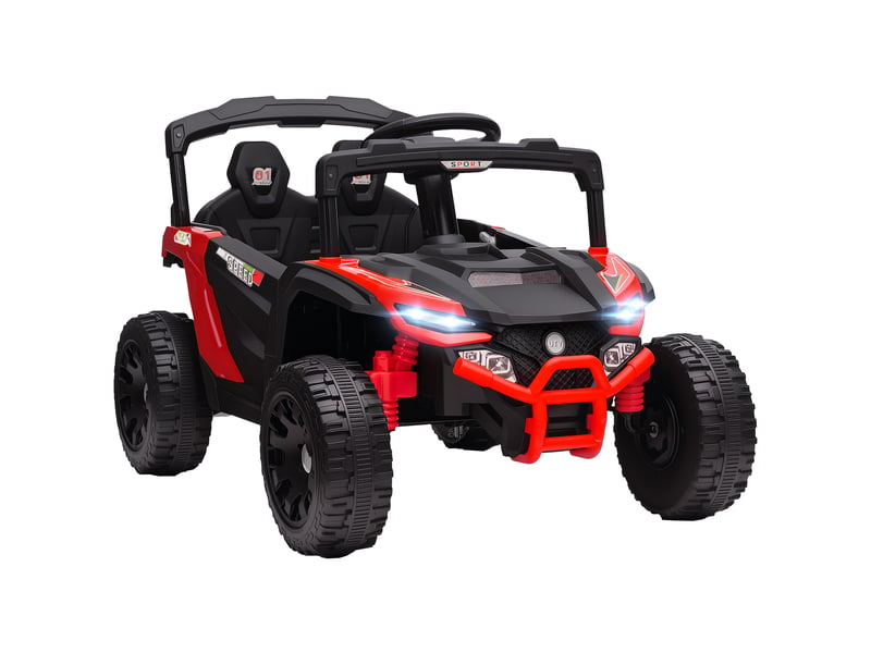  Voiture électrique enfant utv, buggy électrique enfant 12v 2 moteurs, télécommande, led, musique, klaxon, 3-8 ans, rouge  - Conforama A