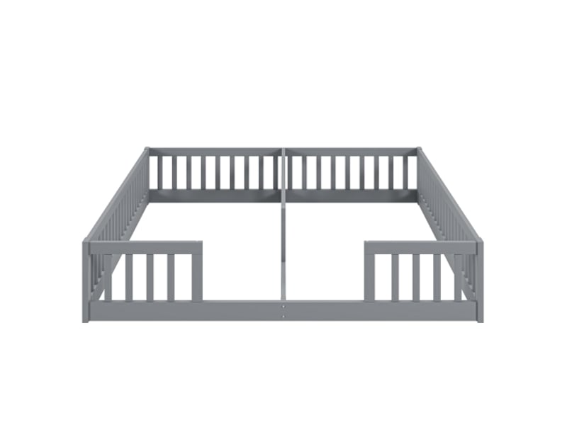  Lit enfant 90x200cm,lit double en pin avec grille et barrière de sécurité,gris lit enfant blanc - Conforama D