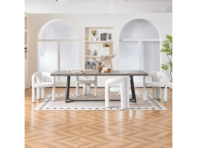 Lot de 4 chaises de salle à manger avec accoudoirs, dossier ergonomique enveloppant, assise rembourrée en velours, charge 150 kg, beige - Conforama D