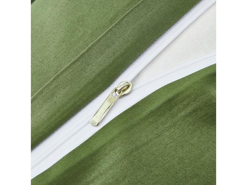  3 pièces housse de couette,  coton satin, 240x260 cm, taies d'oreiller 65x65 cm, fermeture éclair, vert olive, chambre 2 personnes  - Conforama C