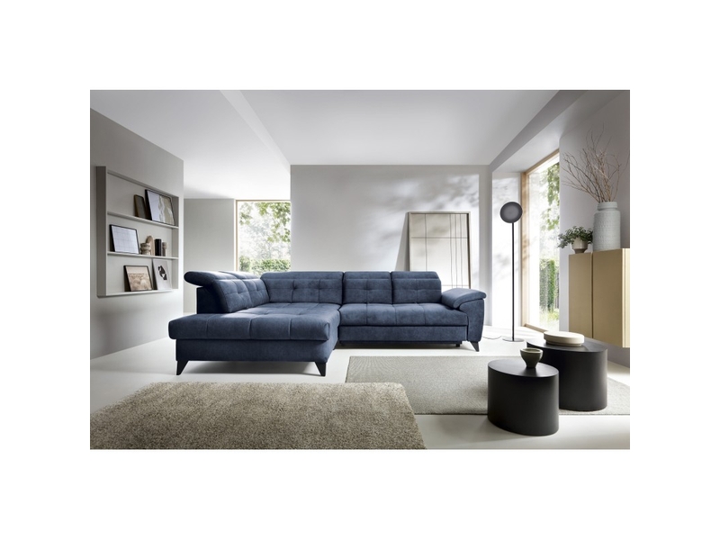 Canapé d'angle bleu 5 places angle gauche méridienne 210cm inferno - Conforama E