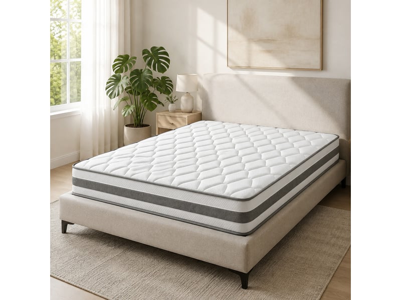  Matelas 140x200 cm en mousse et ressorts ensachés avec mousse de confort, 7 zones, blanc chicfurn  - Conforama D