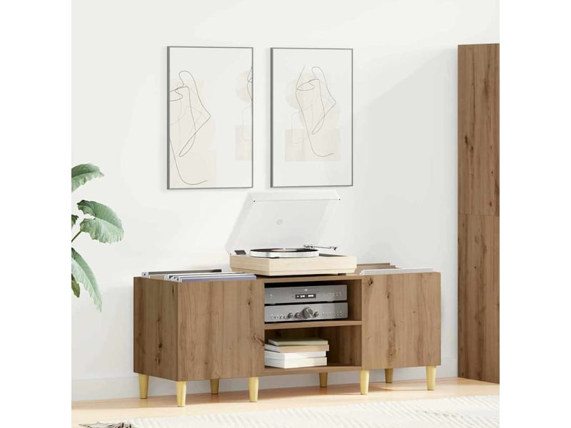 Meuble à vinyles, meuble de rangement salon 121 x 38 x 48 cm bois d'ingénierie - Conforama B