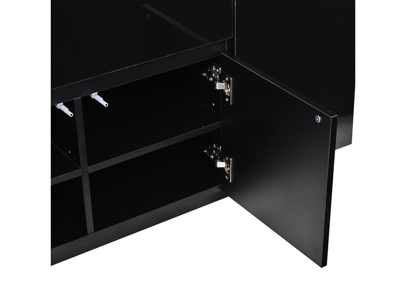  Buffet bas 140x35x72,5 cm noir avec 2 tiroirs, 4 portes, led rgb Fay Lum - Conforama E