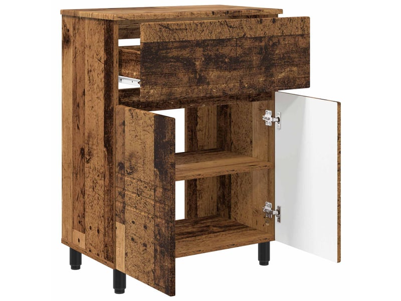  Unité de vanité de salle de bain, meuble de rangement bois ancien 60x35x80 cm  - Conforama D