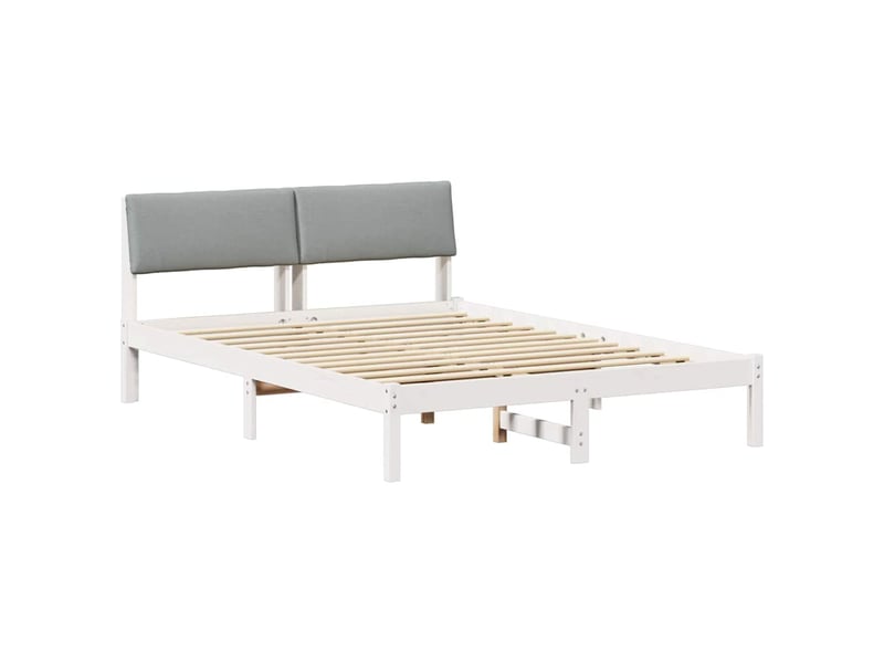  Lit double- lit adulte -  cadre de lit avec tête de lit blanc et gris clair 160 x 200 cm  - Conforama A