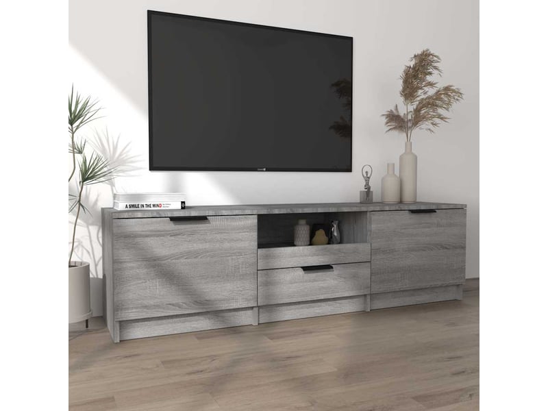  Meuble tv - banc tv - meuble de rangement sonoma gris 140x35x40 cm bois d'ingénierie  - Conforama C