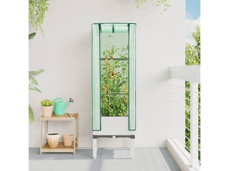 Jardinière - bac à fleurs surélevée avec housse aspect rotin 40x40x140 cm  - Conforama C