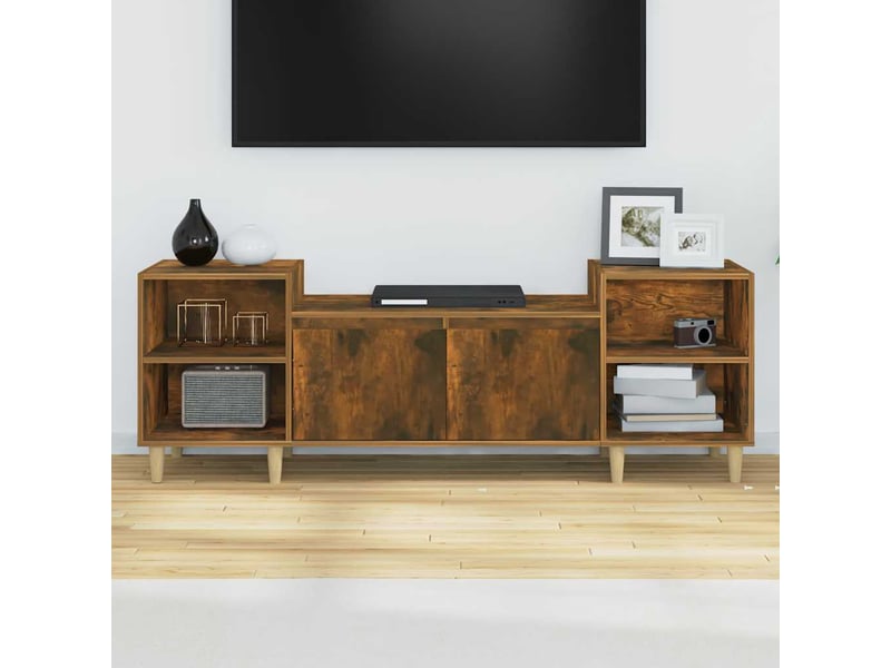  Meuble tv - banc tv - meuble de rangement chêne fumé 160x35x55 cm bois d'ingénierie  - Conforama C