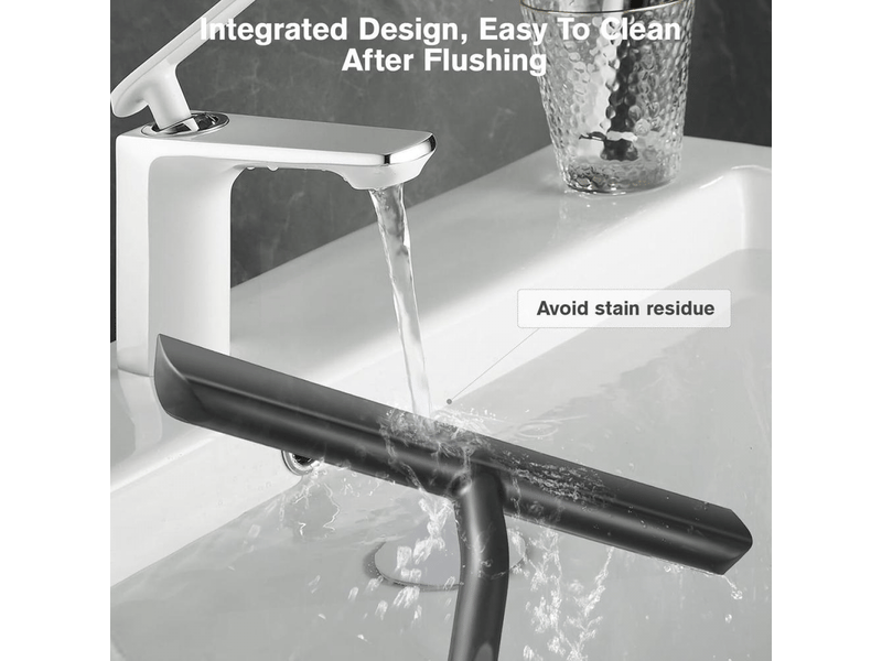 Lave-vitre de salle de bain avec support pour vitres de voiture, miroirs, 21 cm silicone noir - Conforama E