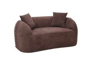 Canapé modulable 2 places 155x90x67 cm - canapé courbe avec détails à lacets - tissu chenille - sofa compressé sous vide - canapé compressé - marron