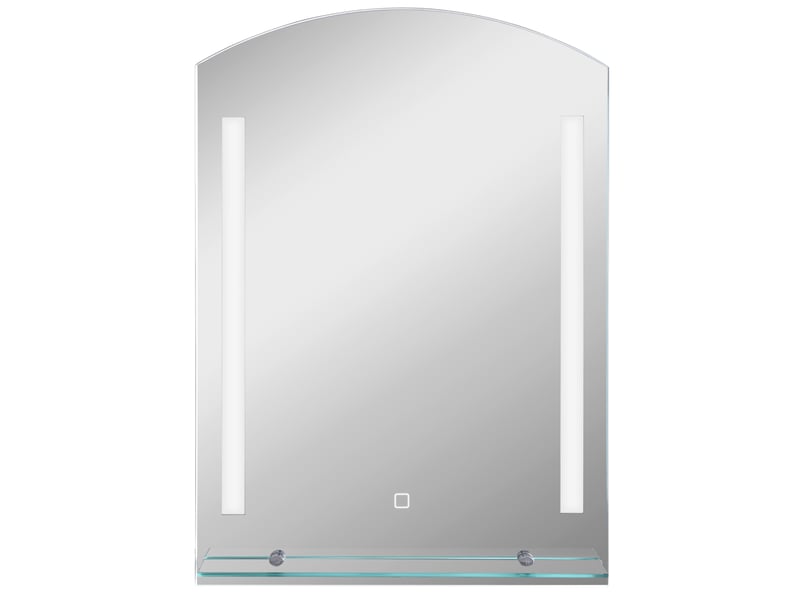  Miroir de salle de bains led 50x70 cm ip44 à 3 couleurs de lumière avec tablette en verre argenté  - Conforama A