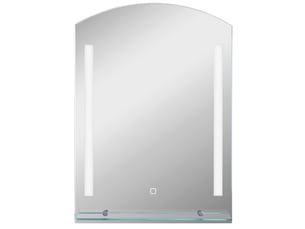 Miroir de salle de bains led 50x70 cm ip44 à 3 couleurs de lumière avec tablette en verre argenté